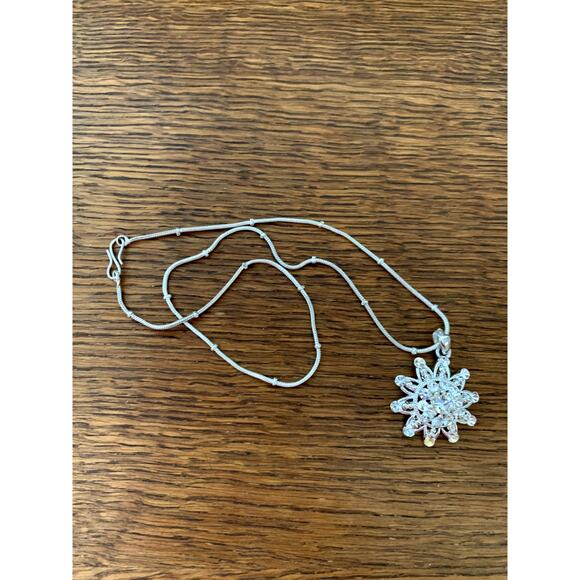 New Rhinestone Star Cluster Pave Rhodium Necklace - Picture 1 of 4